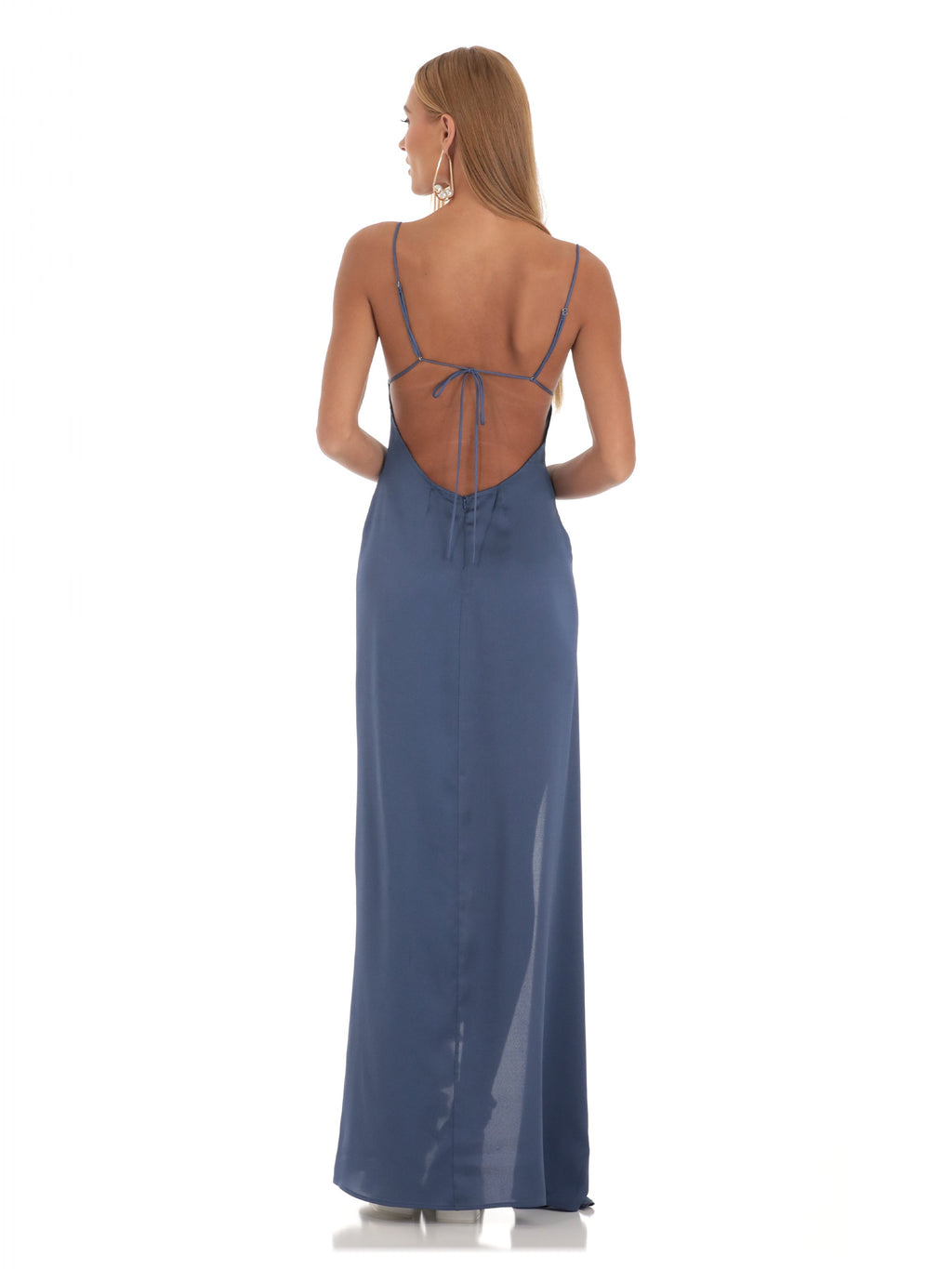 Ruffled A-Line Maxi Satin Bridesmaid Dress for Church Wedding