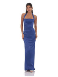 Halter Neck A-Line Maxi Satin Bridesmaid Dress for Wedding Reception
