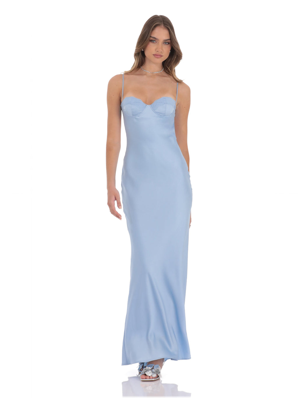 A-Line Maxi Satin Bridesmaid Dress for Estate Wedding