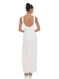 V Neck A-Line Maxi Satin Bridesmaid Dress for Formal Wedding