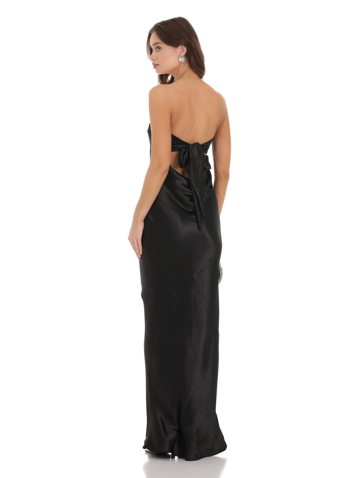 Strapless A-Line Maxi Satin Bridesmaid Dress for Destination Wedding