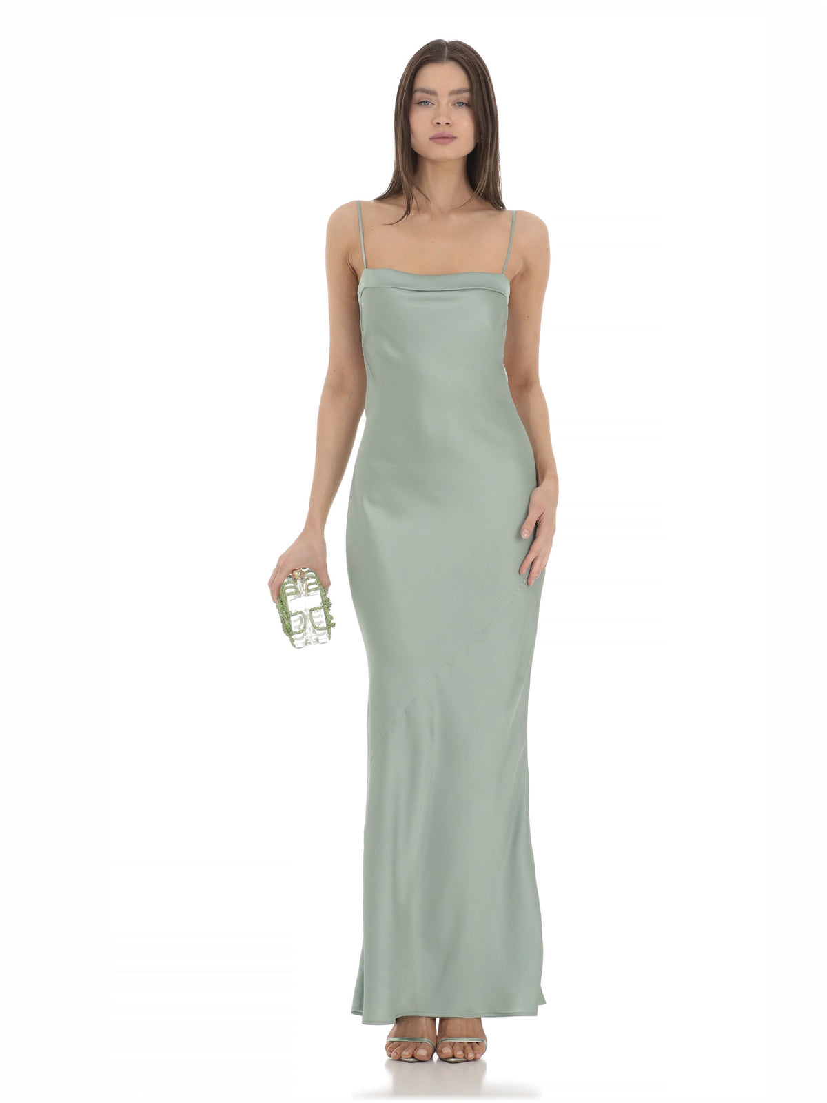 A-Line Maxi Satin Bridesmaid Dress for Wedding Ceremony