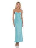 A-Line Maxi Satin Bridesmaid Dress for Destination Wedding