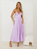 Lilac A-Line Maxi Satin Formal Dress for Formal Dance