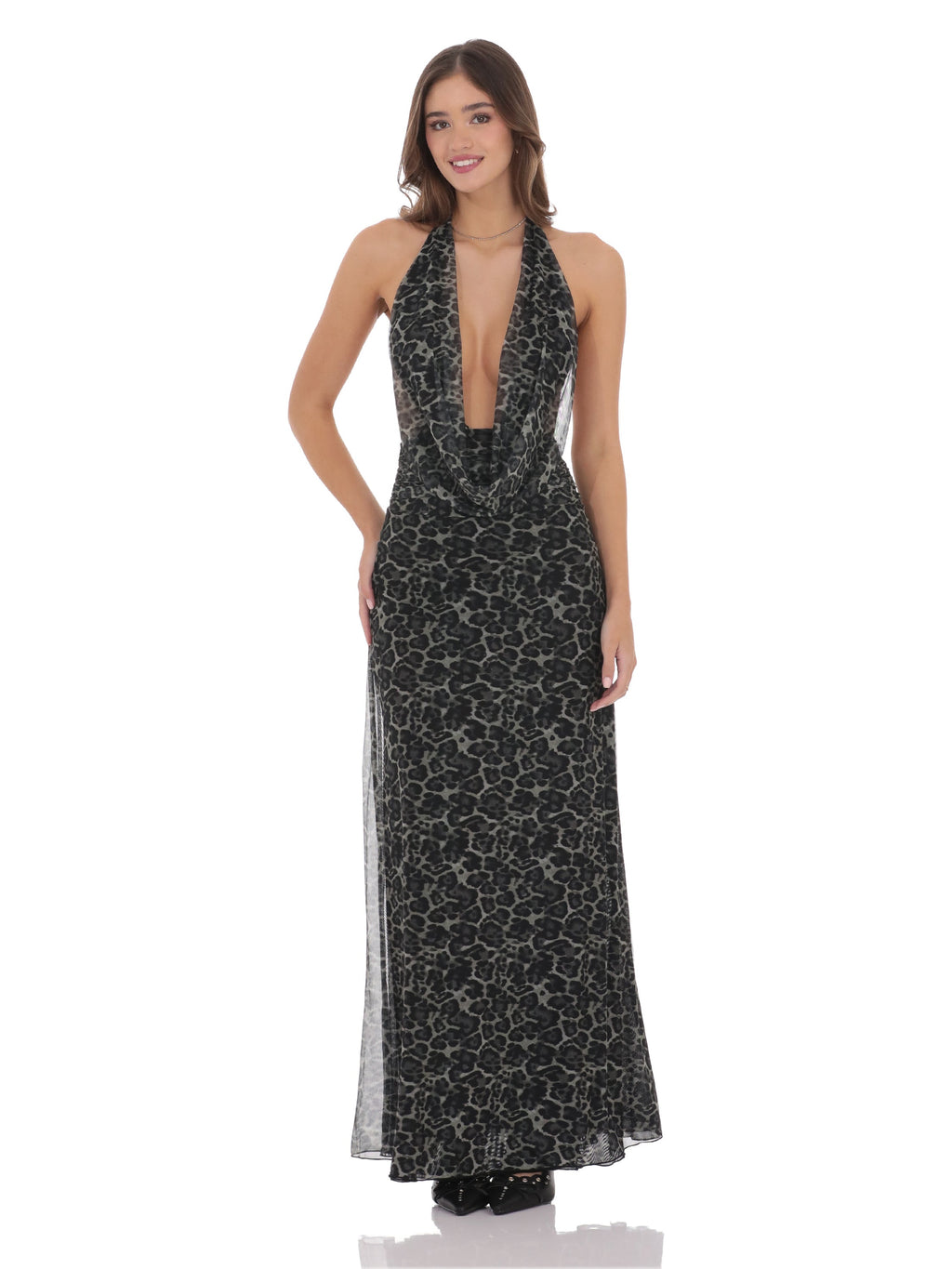 Cowl Neck A-Line Maxi Satin Bridesmaid Dress for Wedding Ceremony
