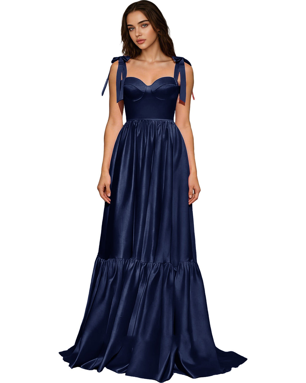 Strapless Black Tulle Ball Gown with Bow Straps and Corset Bodice