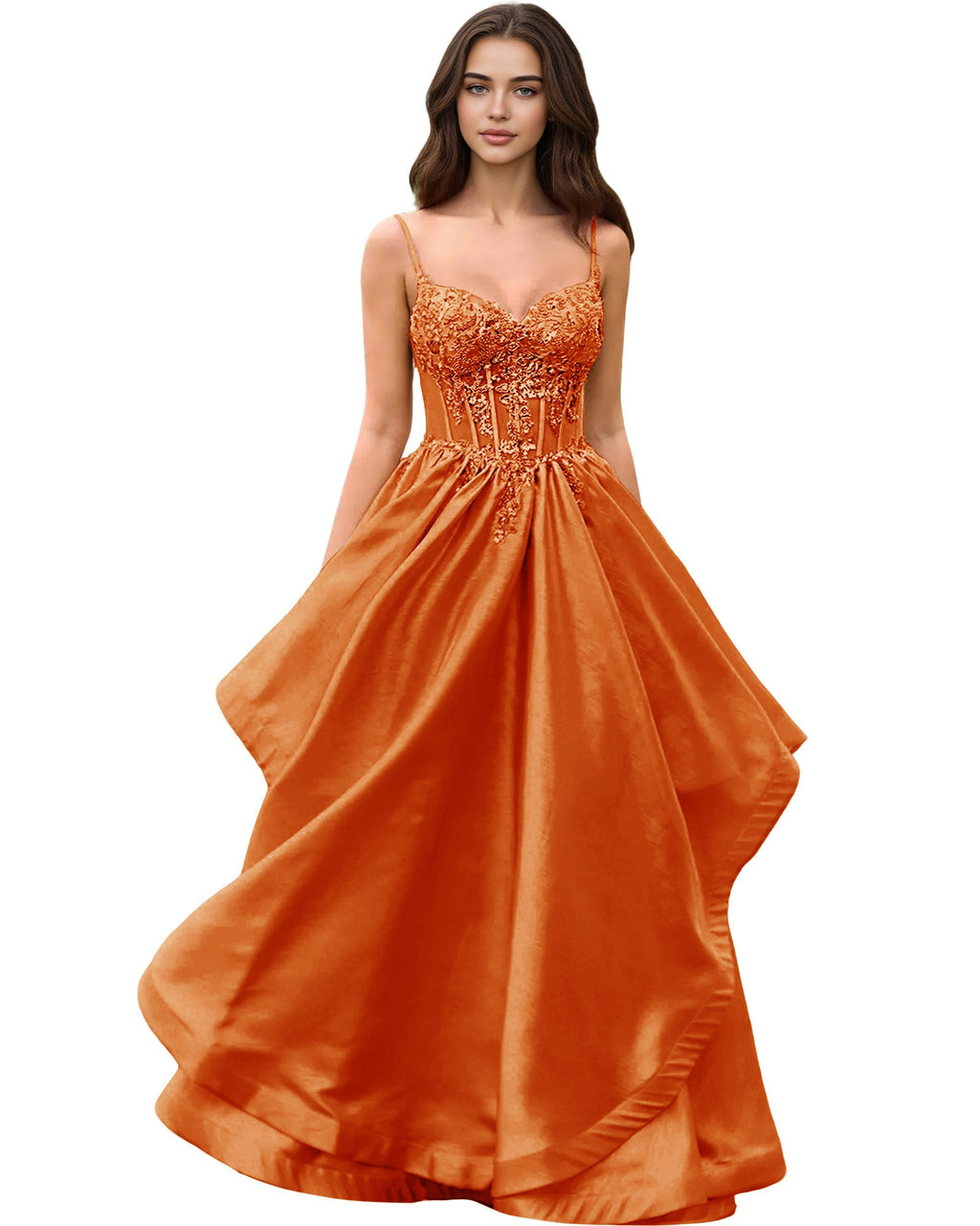 Sweetheart Glitter Tulle A-Line Prom Dress with Layered dress and Corset