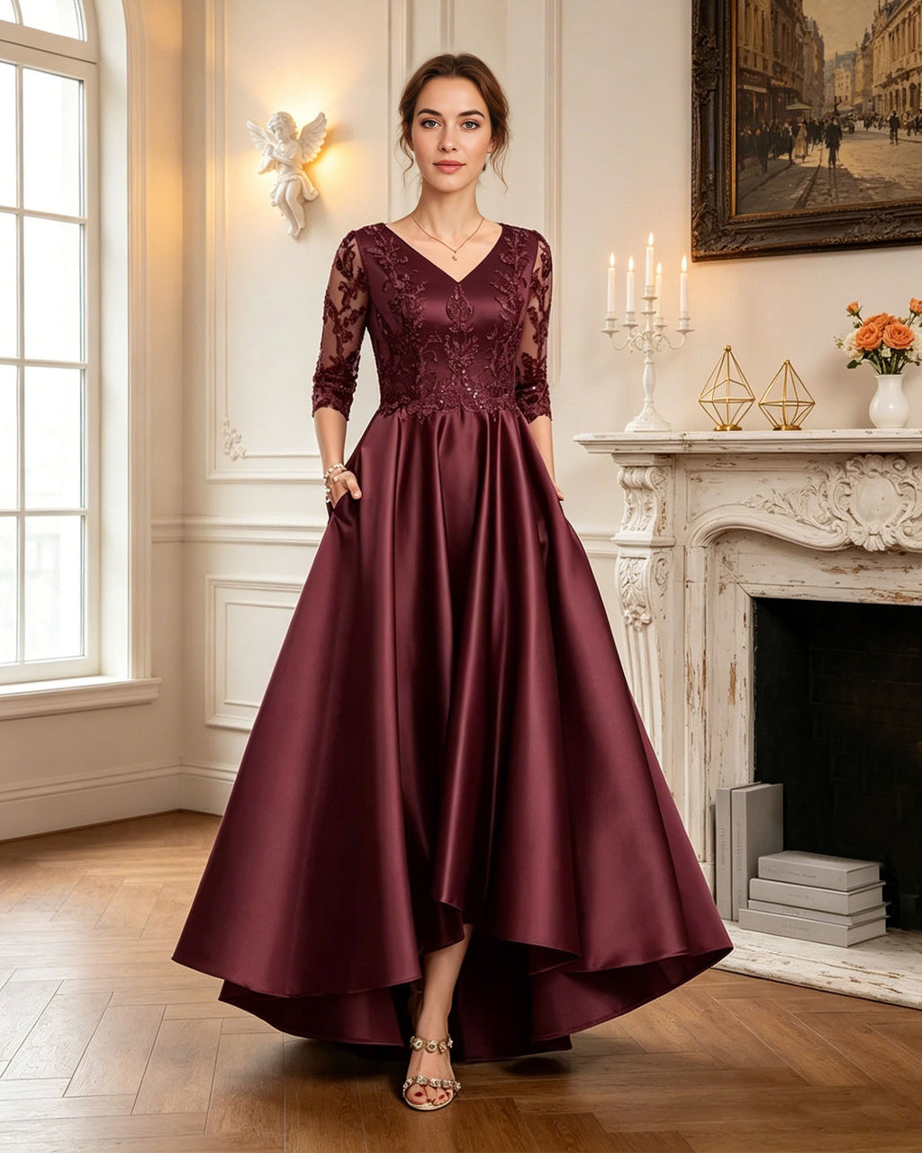 asymmetrical high low satin skirt